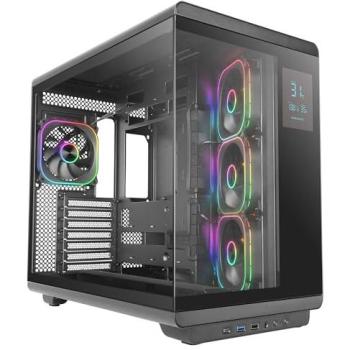 Caja PC ATX Mars Gaming MC-REVPRO, Semitorre con Pantalla LCD 4.3, Cristal Templado, 4 Ventiladores PWM ARGB, Refrigeración Líquida hasta 360mm, USB-C