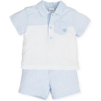 Conjunto de bebé niño de manga corta en punto liso