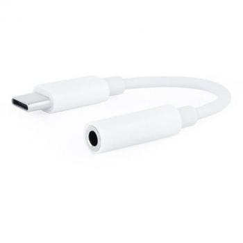 Nanocable Adaptador de Audio USB Tipo-C a Jack 3.5mm Hembra, Modelo 10.24.1205-W, Longitud 11cm, Color Blanco