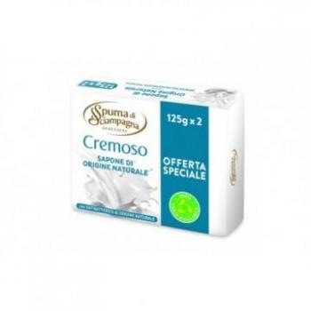 Spuma Di Sciampagna Jabón Sólido Cremoso Natural Antibacteriano 125g x 2