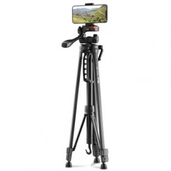Trípode Hama Star 153 3D para cámara y smartphone, altura ajustable hasta 153 cm, soporte de hasta 3 kg, con cabezal en 3 direcciones y bolsa de transporte