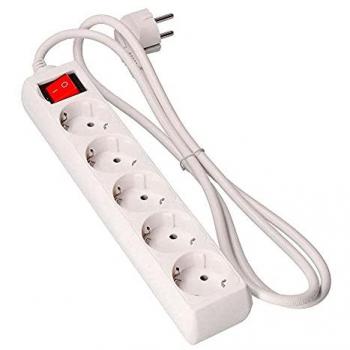 Regleta de Enchufes EDM 5 Tomas Schuko con Interruptor y Cable de 3 m