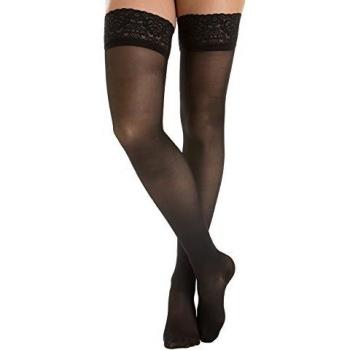 Relaxsan Prestige 870F (Negro, Tg.5) medias elásticas con blonda 140 den Lycra 3D compresión graduada 18-22 mmHg