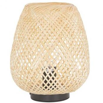 Lámpara de mesa de bambú claro trenzado 30 cm estilo boho