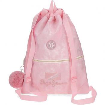 Mochila Saco Pepe Jeans Holi para Niños Color Negro con Bolsillo Frontal