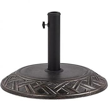 Base para sombrilla redonda de hormigón marrón 23 kg con adaptadores para 3 postes, apta para todo tipo de clima