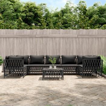 vidaXL 8-Piece Anthracite Steel Garden Lounge Set with Cushions