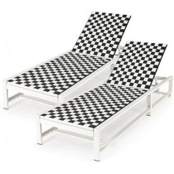 Adjustable Height Wicker Patio Lounge Chair Set (2-Pack)