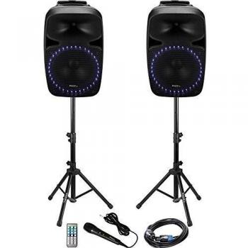 Ibiza Sound Aktives PA-altavoz-Set PKG12A Bluetooth, incl. micrófono, Eingebauter Lichteffekt
