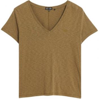 Camiseta de Manga Corta con Cuello V Bordado Superdry Studios Slub Verde Tornado 2XS