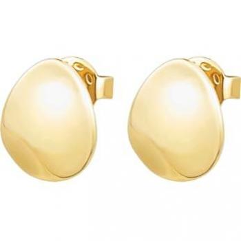 Pendientes de Mujer Breil TJ3235, Acero Pulido Dorado, Cierre de Mariposa, Superficie Irregular Brillante, 11x10 mm, Idea de Regalo