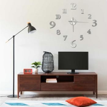 Reloj de Pared 3D Moderno Plateado 100 cm XXL