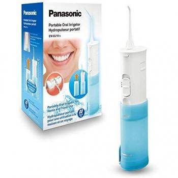Panasonic EW-DJ10-A503 Irrigador Dental Portátil y Retractil con Cargador, 1400 impulsos/min, 2 Modos, Compacto y Plegable, Deposito de Agua, 2 Batería AA, Adecuado para Aparatos, Color Azul