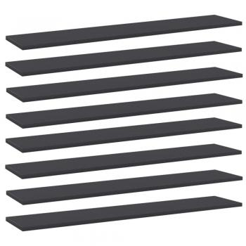 8-Pack Grey Bookshelf Boards 100x20x1.5 cm Engineered Wood