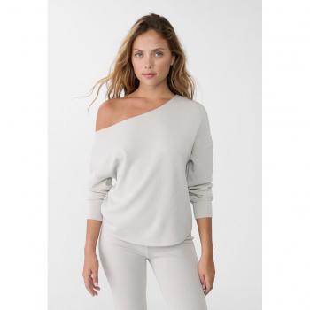 Soft-Touch Off-Shoulder Sweatshirt Grey L
