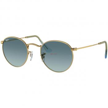 Ray-Ban RB3447 Round Metal Gradient Sunglasses in Polished Gold & Blue, Asian Fit, Size 50
