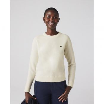 Lacoste AF9551-70V Women's Round-neck Knitwear Sweater in White, Size XS