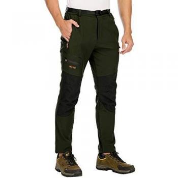 DAFENP Pantalones Trekking Hombre Impermeable Pantalones de Escalada Senderismo Alpinismo Invierno Polar Forrado Aire Libre