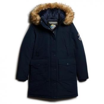 Superdry Women's Everest Faux Fur Parka Jacket in Nordic Chrome Navy, Size XS