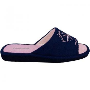 Zapatillas de casa BEREVERE 4021 para mujer en azul marino y rosa