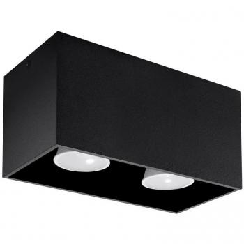 Aplique de Techo Quad Negro GU10 LEDBOX, Plafón de Aluminio con 2 Bombillas LED, Iluminación Interior