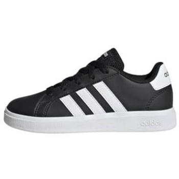 Zapatillas Adidas Grand Court 2.0 Niños, tipo lifestyle tennis lace-up, color negro y blanco, talla 34 EU