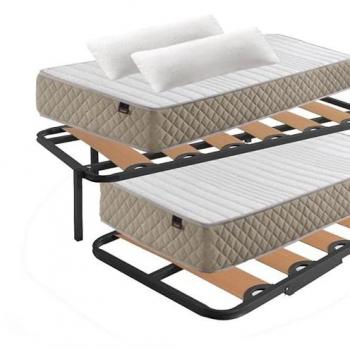 Pack de Descanso Kangu: Cama Canguro Completa, 2 Colchones, Herrajes y 2 Almohadas de Viscoelástica 90x190 cm