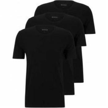 Pack 3 Camisetas de Algodón para Hombre en Color Negro - Estilo Clásico BOSS