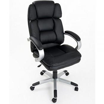 Silla de oficina ergonómica giratoria modelo King con asiento acolchado en cuero artificial negro
