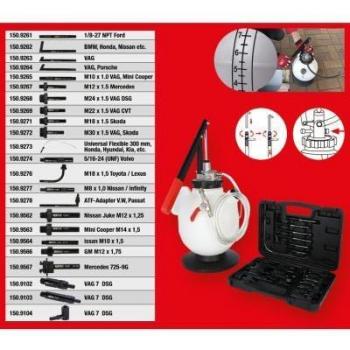 Juego universal de sistema de llenado de aceite para engranajes KS TOOLS 150.9105, incluye 23 adaptadores
