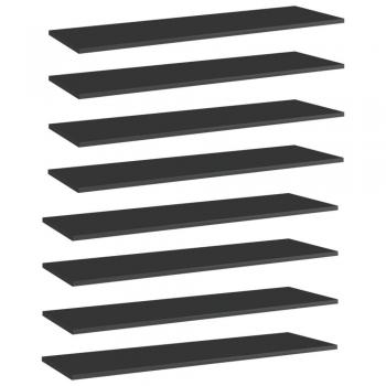 High Gloss Black Bookshelf Boards Set of 8, 100x30x1.5 cm Engineered Wood