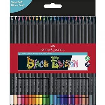 Estuche 24 Lápices de Colores Triangulares Black Edition Faber-Castell 116424