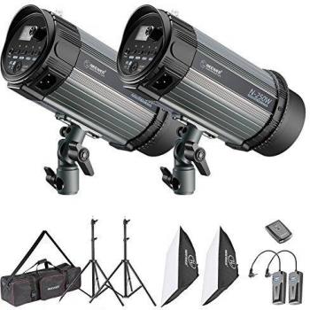 Neewer Flash Estroboscópico Kit de Luz Estudio Fotográfico y Iluminación Softbox: Flash Monolight 250W, Soportes de Luz, Softbox, Disparador Inalámbrico RT-16, Bolsa de Transporte