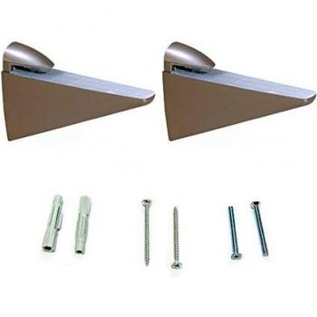 Emuca 4009224 - Lote de 2 soportes mod. Halcon para estante de madera o cristal de espesor 8-40mm acabado níquel mate