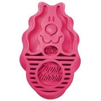 KONG Zoom Groom Short Hair Dog Brush - Pink Rubber Grooming Tool
