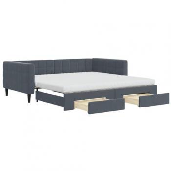 Sofá cama nido con cajones terciopelo gris oscuro 100x200 cm