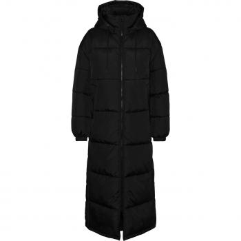 Vero Moda Klea Longline Black Puffer Coat with Hood for Women - Size L