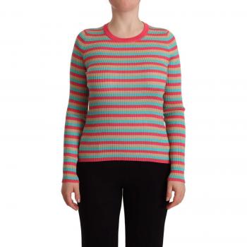 Dolce & Gabbana Multicolor Stripes Silk Crew Neck Pullover Top - IT44|L, Round-neck Knitwear, female, Multicolor, Size: M