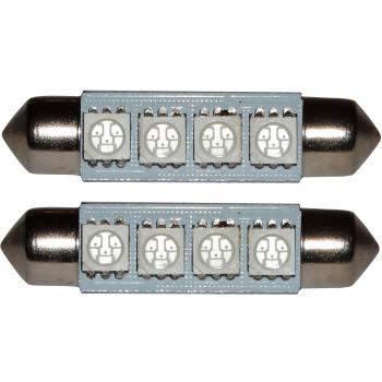AERZETIX: 2 x Bombillas azul C5W 12V 4LED SMD 41mm para iluminacion interior, luz del techo, luces umbrales de puertas, del compartimiento del motor y del tronco, luz del matricula