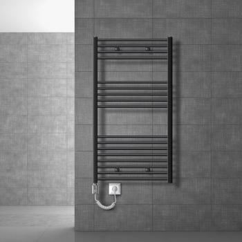 Radiador Eléctrico para Baño Sahara 750x1200 mm Antracita Recto con Conexión Lateral y Resistencia de 1200W, Termostato y Pantalla Digital