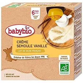 Gourde Bio de Crema de Sémola con Vainilla para Bebés a partir de 6 Meses - Pack de 4 x 85g