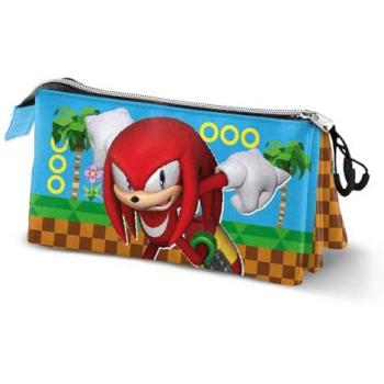 Estuche Portatodo Triple Sonic y Knuckles, Multicolor, 23 x 11 cm, 3 Compartimentos
