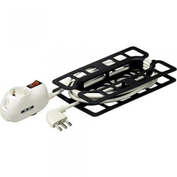 Prolunga eléctrica Bticino 5m con 2 tomas bipasso 10/16A y 1 toma Schuko P30 blanca - modelo 3635DB