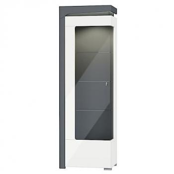 Vitrina Teo 1 puerta apertura izquierda con LED laminados blanco y gris