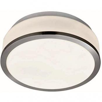 SEARCHLIGHT 7039-28SS - 28CM SATIN SILVER FLUSH FITTING WITH WHITE GLASS