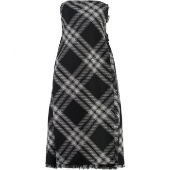 Burberry Women's Off-The-Shoulder Dress in Black, Size 8, Color A7680, Short Dress, Female, XS Checked Dress