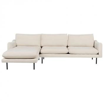 Sofá Esquinero Moderno de Tela Beige Claro para 4 Plazas con Patas Negras Estilo Retro Vinterbro
