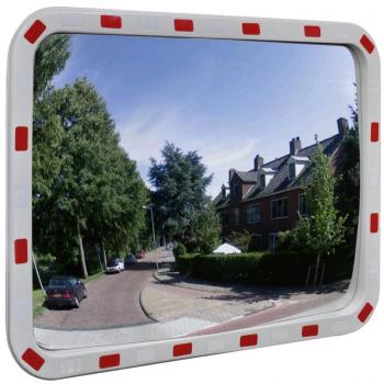 vidaXL Espejo convexo rectangular para el tráfico, con reflectores, 60 x 80 cm
