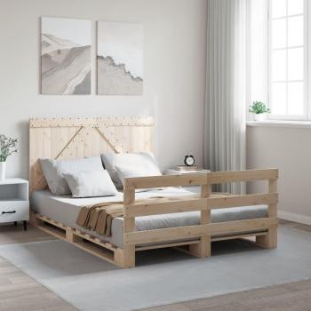 Cabecero de cama 140x200 cm en madera maciza de pino color marrón Vidaxl