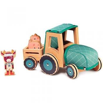 Tractor Lilliputiens Rosalie 83233 LI83233 - Juguete de madera, diseño colorido, ideal para niños a partir de 1 año, fomenta la creatividad y la motricidad fina